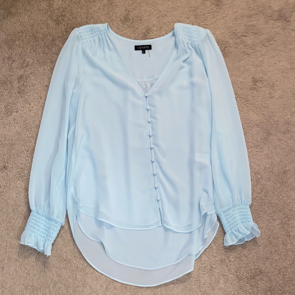 1.State Turquoise Long Sleeve Blouse NWT